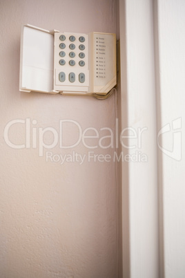 Close up of home security keypad