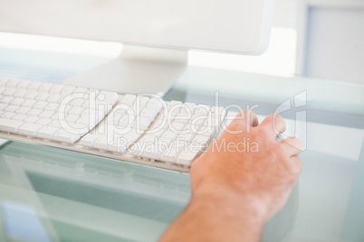 Close up of a man using mouse