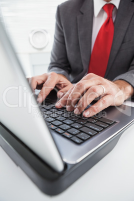 Mature businessman using his laptop