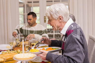 Family having christmas dinner together