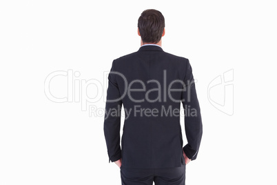 Rear view of handsome businessman