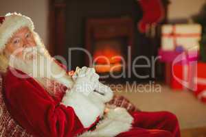 Santa claus relaxing on the couch