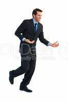 Businessman walking and holding with hands