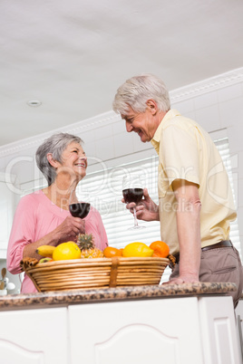 Senior couple drinking red wine