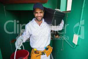 Construction worker smiling at camera