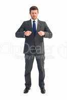 Businessman with his hands up