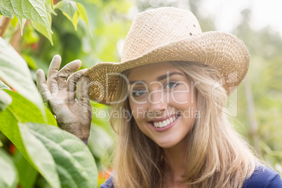 Pretty blonde smiling at camera