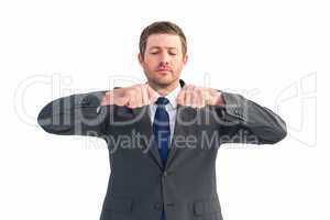 Businessman with his hands up