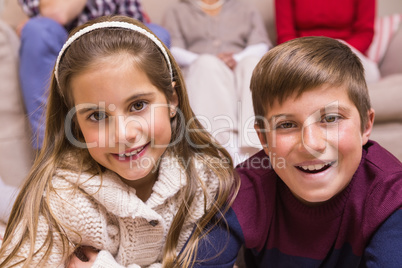 Portrait of smiling brother and sister