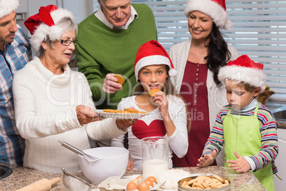 Multi-generation family baking together