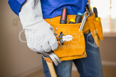 Close up of handyman in tool belt