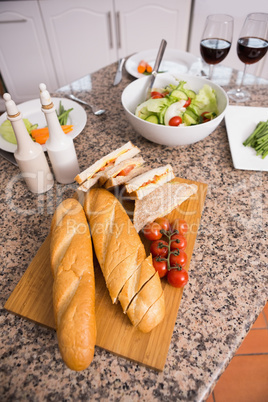 Lunch laid out on the counter