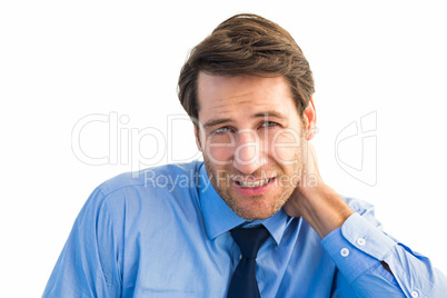 Businessman having a sore neck