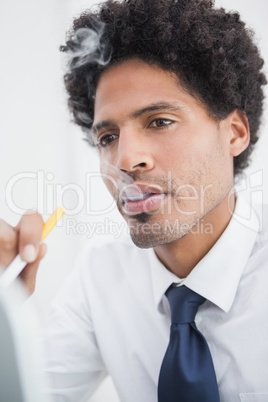 Portrait of a businessman smoking