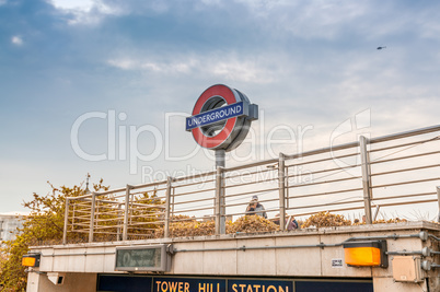 LONDON - SEPTEMBER 28, 2013: Subway sign on the street. London s