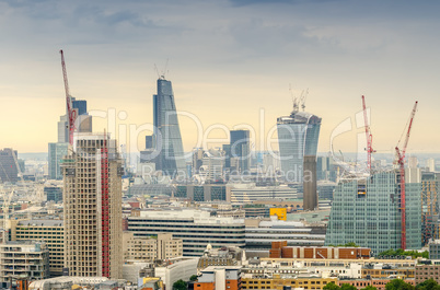 Aerial view of London modern skyline