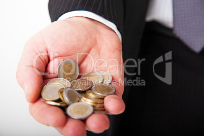 Hand with money coins