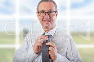 Businessman binds the tie