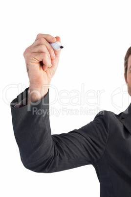 Businessman writing with a marker Businessman writing with a marker