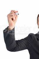 Businessman writing with a marker