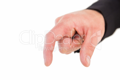 Businessmans fingers presenting