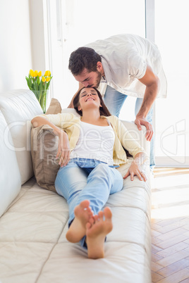 Cute couple relaxing on couch