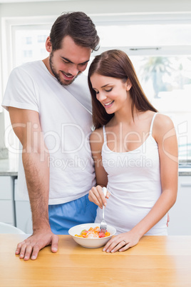 Young couple having a healthy breakfast