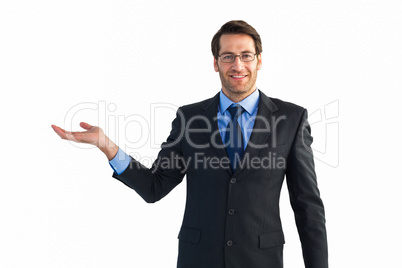Businessman with empty hand open