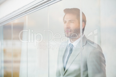 Portrait of thoughtful businessman through the window