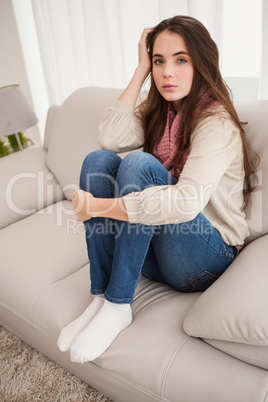 Pretty brunette looking at camera