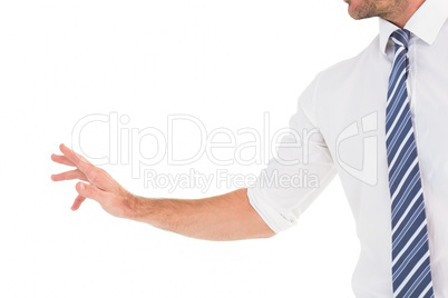 Businessman holding his hand out