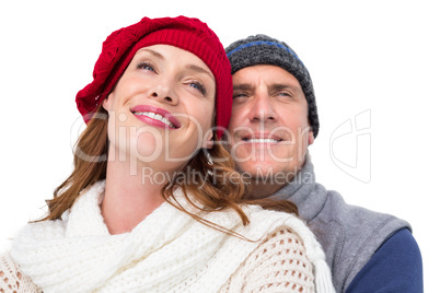 Happy couple in warm clothing