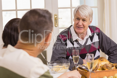 Portrait of grandfather during christmas dinner