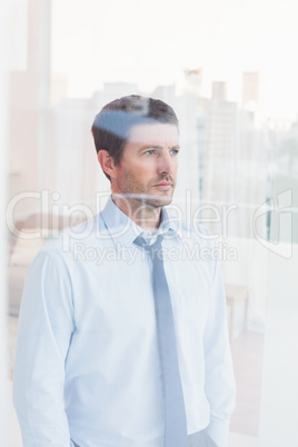 Businessman looking out the window