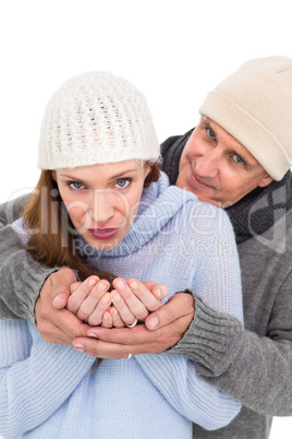 Casual couple in warm clothing