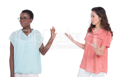 Female friends having a disagreement
