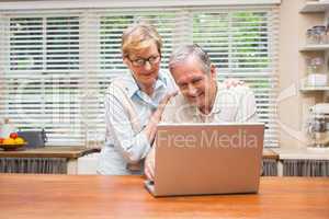 Senior couple using the laptop together