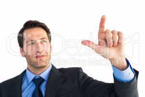 Confident businessman pointing at something