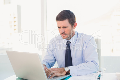 Businessman using his laptop