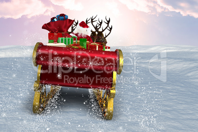 Composite image of santa flying his sleigh