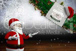 Composite image of cute cartoon santa claus