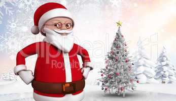 Composite image of cute cartoon santa claus