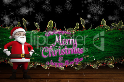 Composite image of cute cartoon santa claus