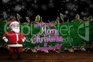 Composite image of cute cartoon santa claus