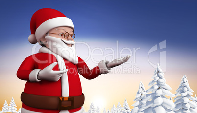 Cute cartoon santa claus presenting