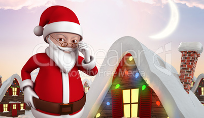 Composite image of cute cartoon santa claus