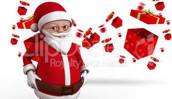 Composite image of cute cartoon santa claus