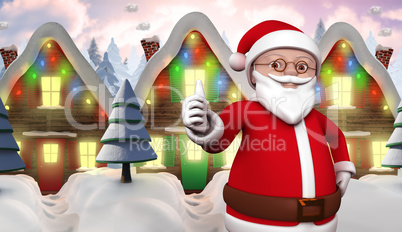 Composite image of cute cartoon santa claus