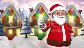 Composite image of cute cartoon santa claus