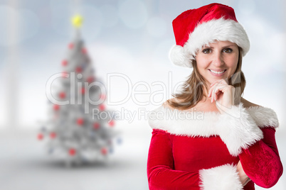 Composite image of pretty girl in santa outfit